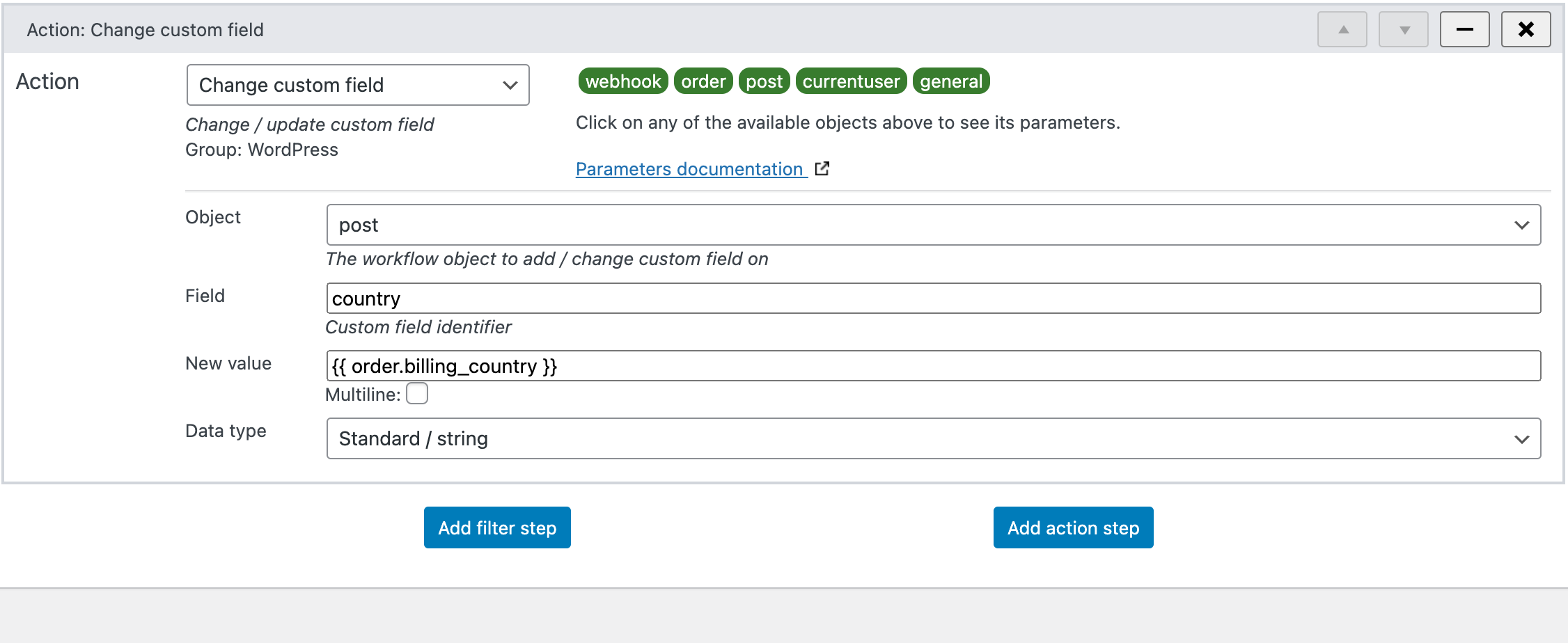 Updating a custom field in WunderAutomation