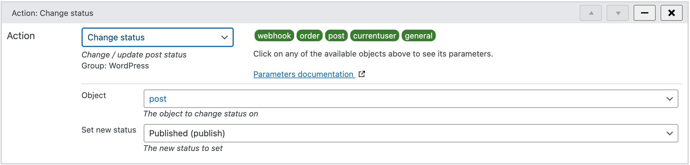 Changing a post status in WunderAutomation