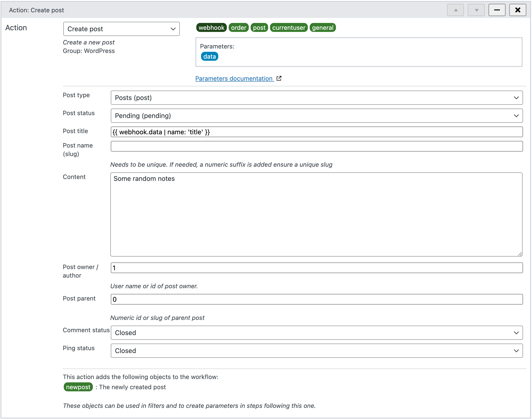 Creating a new post in WunderAutomation