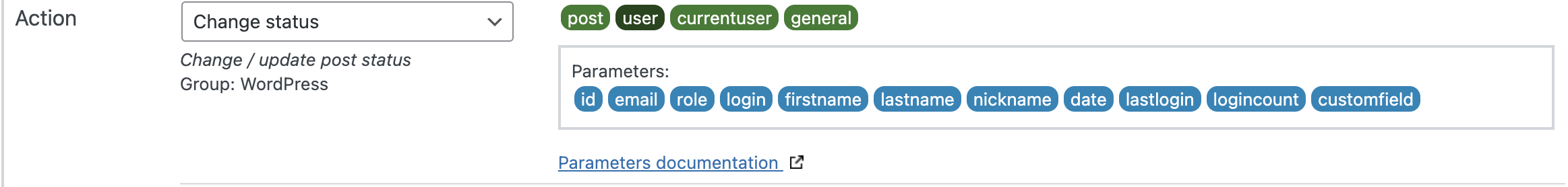 List of object parameters in WunderAutomation