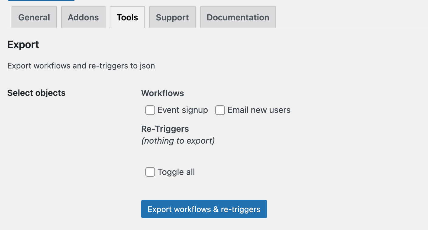 Export workflows in WunderAutomation