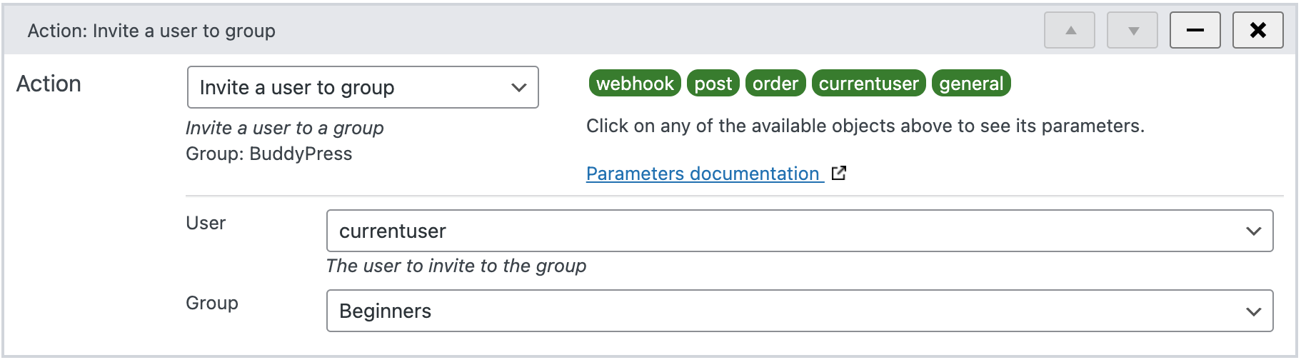 Invite user to BuddyPress group - WunderAutomation