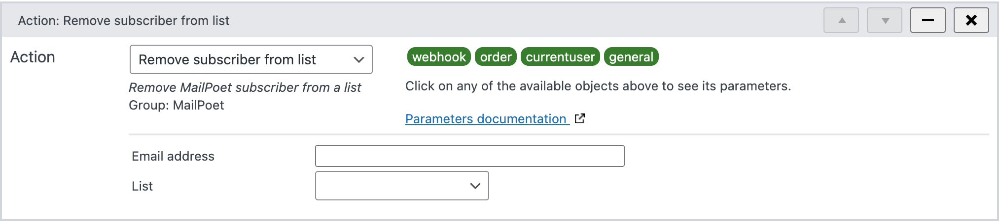 Remove MailPoet subscriber from list - WunderAutomation