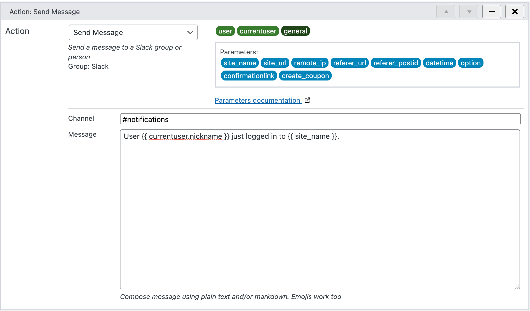 Sending a Slack message - WunderAutomation